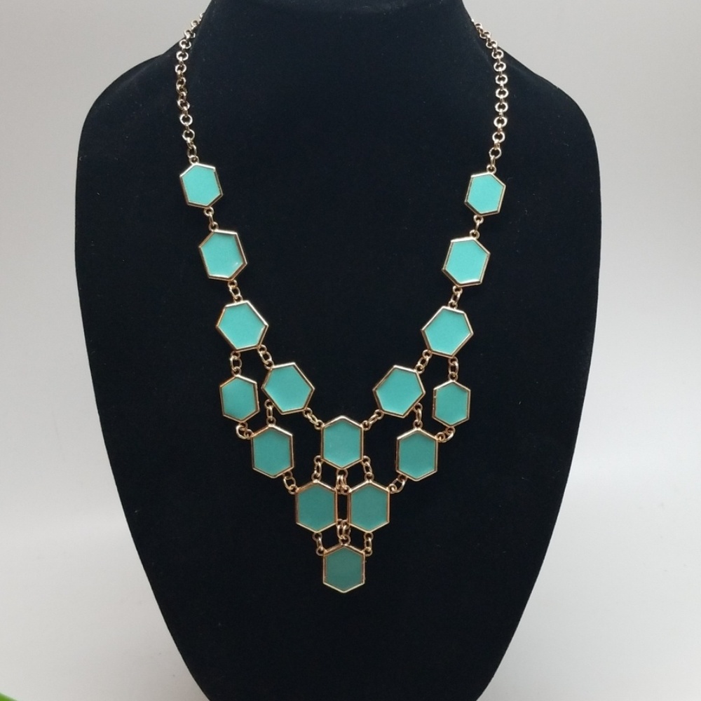 Turquoise and Gold accent Statement Necklace